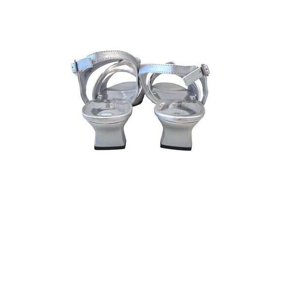 Easy Street Tristen Mesh Insert Size 10 Silver NWB Chunky Kitten Heel 2" - Picture 5 of 12